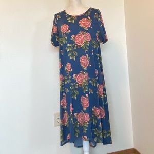 LuLaRoe Carly 2XL Blue w/ Pink & Green Floral